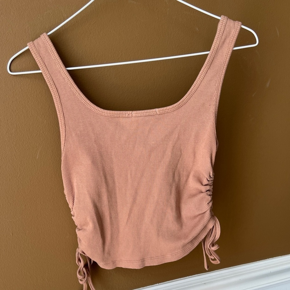 Full Tilt Lucky Me Women's Tan Tank Top Ruched Size M Western Festival - Picture 5 of 6